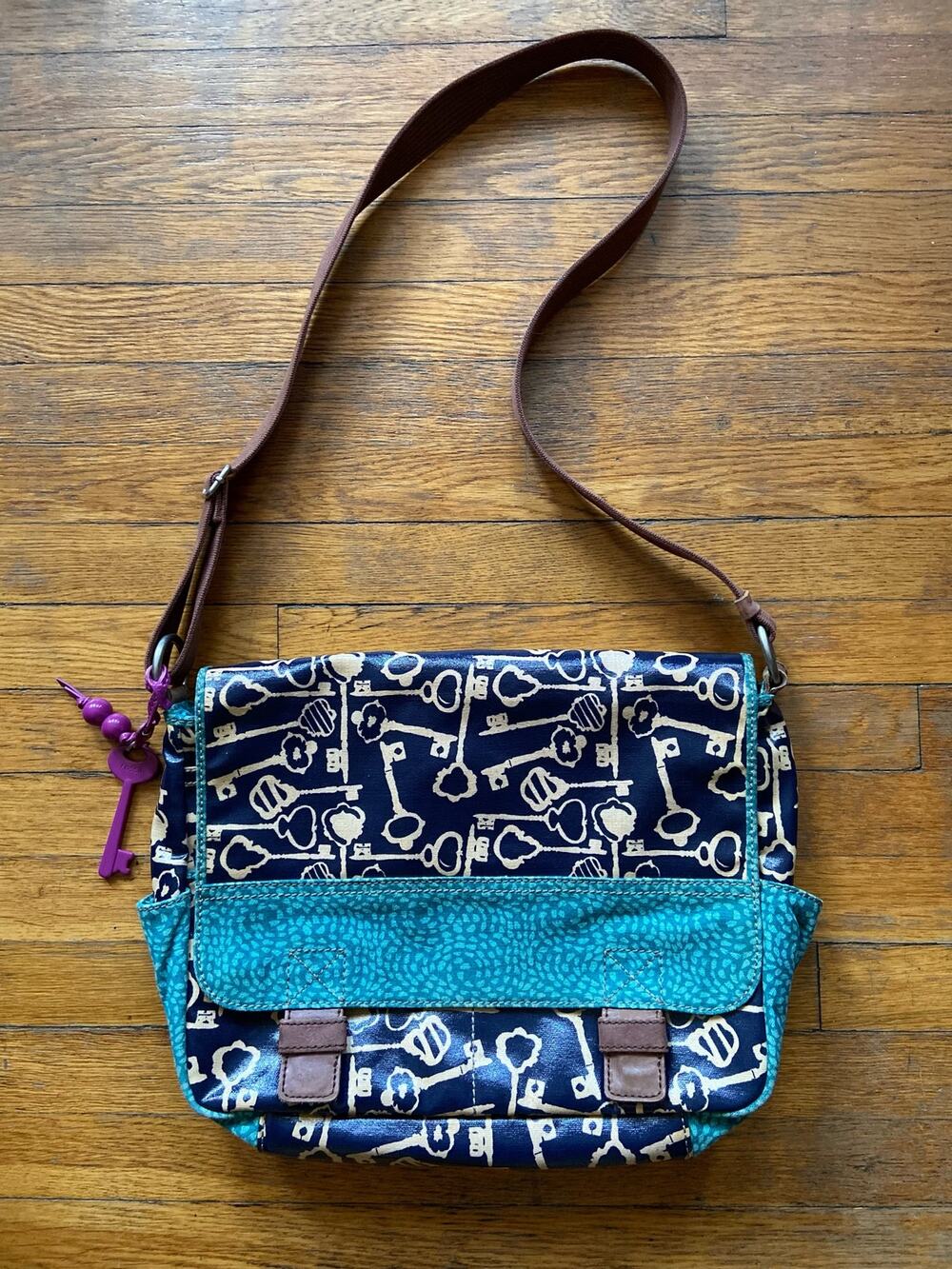FOSSIL Key-Per Colorful Navy Messenger Bag